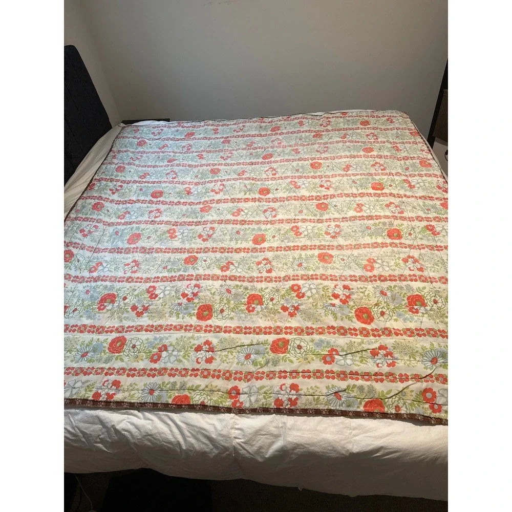 Antique Handmade Reversible Triangle Patchwork Quilt Cotton Geometric 74x72